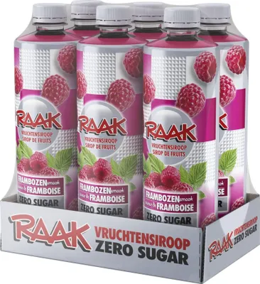 Immagine prodotto di Sciroppo di frutta Raak al lampone senza zucchero (6 x 750 ml)