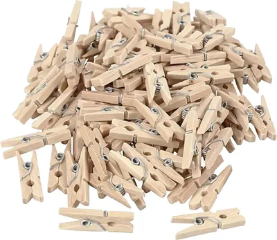 Produktbild von 100x Mini Holzklammer Wäscheklammern, 25 mm: Mini Holzwäscheklammern - Ideal für Fotowände, Fotohalter & DIY-Vorhaben