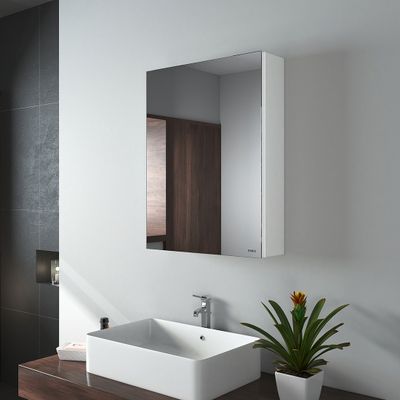EMKE Spiegelschränke, 50x65cm Bad Spiegelschrank Badschrank mit Doppelseitiger Spiegel (Weiß)
