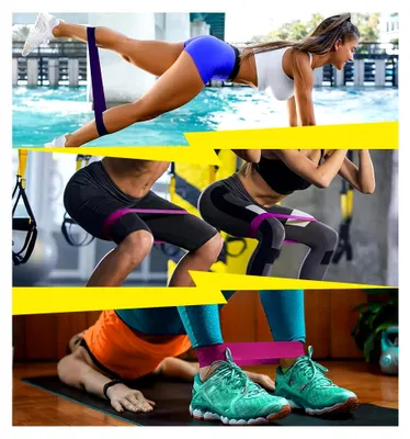 Produktbild von Set mit 5 Fitnessbändern und 3 Widerstandsbändern (180 cm) für das Home-Gym, Pilates und Yoga