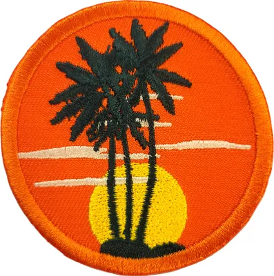 Produktbild von Sonnenuntergang Palme - Aufnäher, Bügelbild, Aufbügler, Applikationen, Patches, Flicken, Zum Aufbügeln, Größe: 6 x 5 cm