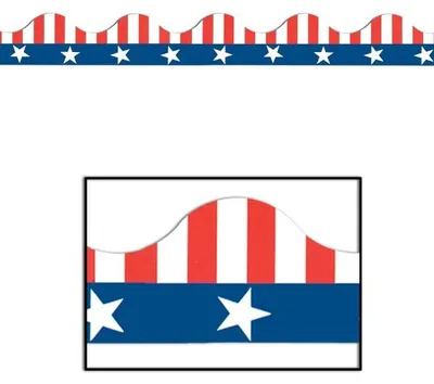 Produktbild von Beistle Dekorationsbordüre mit USA Motiv, ca. 11,27 m lang, 0,9 m hoch