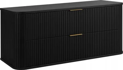 Obrázok produktu pre RODAN | Kupelnova Skrinka - 120 CM - Čierny Matný - MDF - 2 Zásuvky - Kúpeľňový Nábytok - Kupelnova Skrinka pod Umyvadlo - Čierna Pracovná Doska