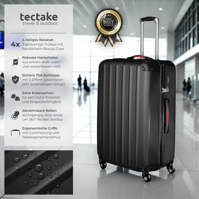 Produktbild von tectake Hartschalenkoffer-Set 4-tlg. mit Beauty-Case - Schwarz