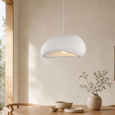 Produktbild von Milton & Oldbrook Japandi Hängelampe Ø 50 cm Vaduz Weiß Steinlook