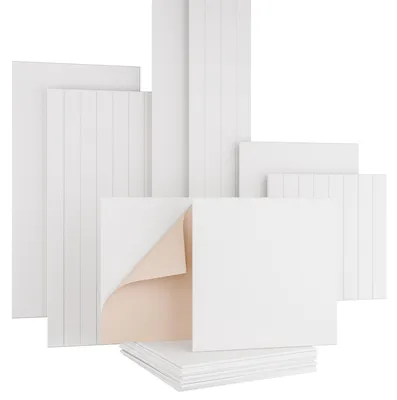 Produktbild von AKUSTIKO Felt Akustikpaneele selbstklebend Filz Wand- & Deckenplatten, schlichte Oberfläche & Lamellenstruktur Weiß