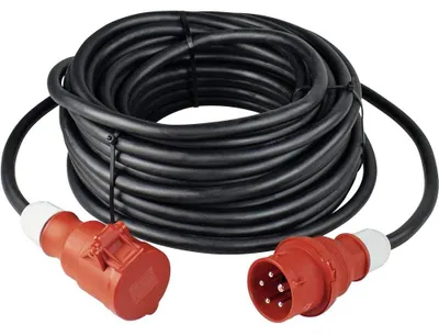 CEE-Verlängerung 5m H07RN-F 5G1,5, 400V/16A, 5-polig, schwarz
