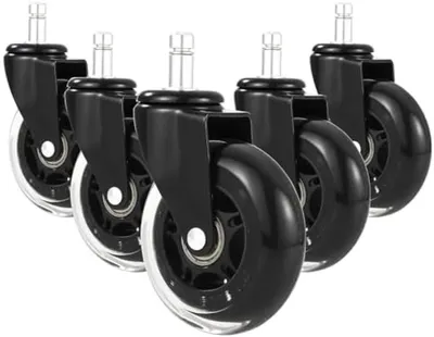 Produktbild von PromoHome® 5-teiliges Bürostuhlrollen-Set – Weiche Gummirollen für sanfte Bewegung, 22 mm Durchmesser, Schwarz