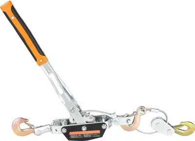 Produktbild von SucceBuy 5-Tonnen-Winde, 3,5 m langes Stahlkabel, Hochleistungs-Ratschen-Abzieher mit Doppelgetriebe, ideal für die Fahrzeugrettung, Zugkraft 5.000 kg, 3 Haken