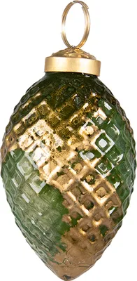 Obrázok produktu pre Vianočná sklenená guľa Clayre & Eef 6GL3797 zelená / zlatá Ø 5x7 cm