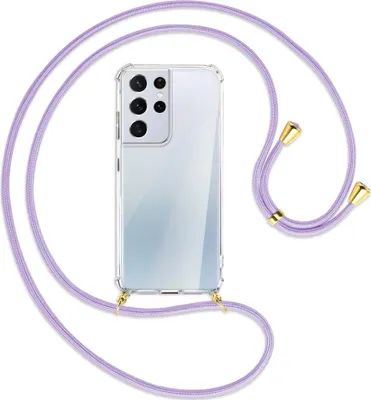 Produktbild von Handykette Backcover-Schutzhülle mit Band (Metall goldfarben) für Samsung Galaxy S21 Ultra 5G - violett