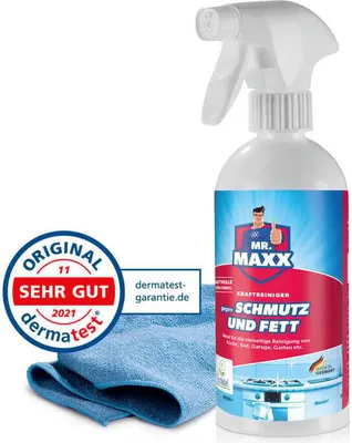 Produktbild von Mr. Maxx Reinigungsmittel inkl. Sprühflasche + Mikrofasertuch für Schmutz & Fett & Kalk
