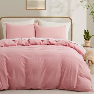 Produktbild von Bettwäsche-Set 135x200cm Baumwolle Rosa 2-teilig mit Reißverschluss ®