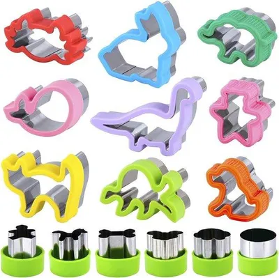 Image de 15 emporte-pièces en acier inoxydable en forme d'animaux mignons pour découper des fruits, des légumes et faire des biscuits