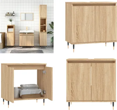 Obrázok produktu pre vidaXL Kúpeľňová skrinka Sonoma dub 58x33x60 cm materiál na báze dreva - Kúpeľňová skrinka - Kúpeľňové skrinky - Skrinka do kúpeľne