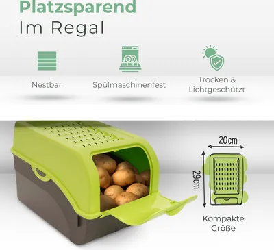 Zdjęcie produktu dla Novaliv 1x duży 9l pojemnik na ziemniaki zielony pojemnik na ziemniaki worek na ziemniaki wiadro na ziemniaki puszka na ziemniaki