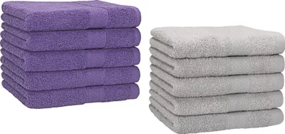 Immagine prodotto di Betz 10 pezzi asciugamani per ospiti 30x50 cm PREMIUM 100% cotone Colore: viola e grigio argento