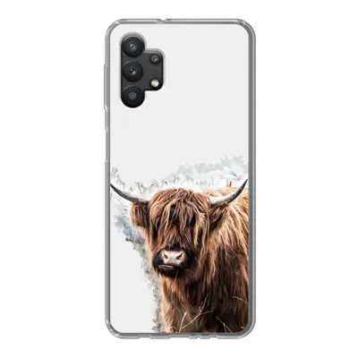 Produktbild von MuchoWow® Handyhülle Schutzhülle Hülle für Samsung Galaxy A32 5G Schottischer Highlander - Farbe - Grau Silikon Softcase Handy Hülle - Softcase