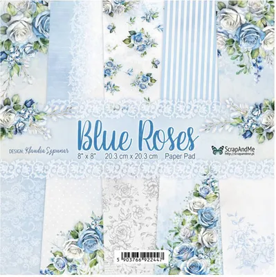 Image de SCRAPANDME Set 15feuilles 20x20cm double face papier scrapbooking - Blue Roses