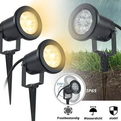 Image de XINZI 2 pièces 3W blanc chaud LED lampe de jardin - Avec piquet de terre, noir mat, étanche IP65, lumière de pelouse pour l'extérieur jardin étang paysage