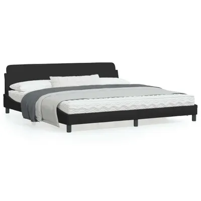 Produktbild von Design Bettgestell mit Kopfteil Schwarz 200x200 cm Stoff, Klassische Betten 2024 Neu