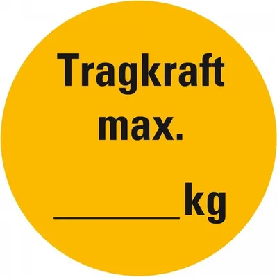 Produktbild von Dreifke® Aufkleber I Plakette Tragkraft max..., kg, gelb/schwarz, Dokumentenf...