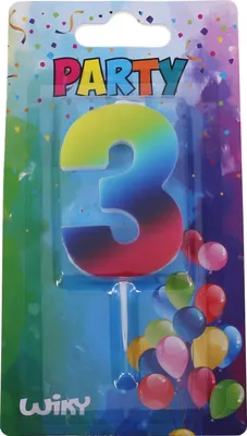 Produktbild von Partykerze Nummer 3 Regenbogen