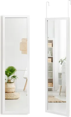 Obrázek produktu pro COSTWAY 33x119cm Celoplošné zrcadlo s háčky na zavěšení Nástěnné zrcadlo Zrcadlo na dveře Závěsné zrcadlo Zrcadlo do ložnice Obývací pokoj (bílé)