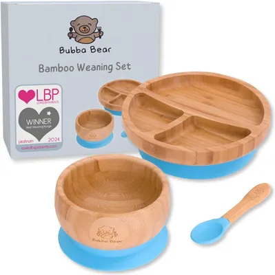 Immagine prodotto di Set di biberon in silicone Baby Bamboe, con piatto e cucchiaio, antiscivolo, per bambini