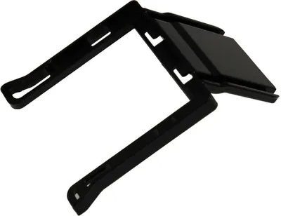 A black plastic vacuum cleaner part, likely a dust bag holder, is shown against a white background.
