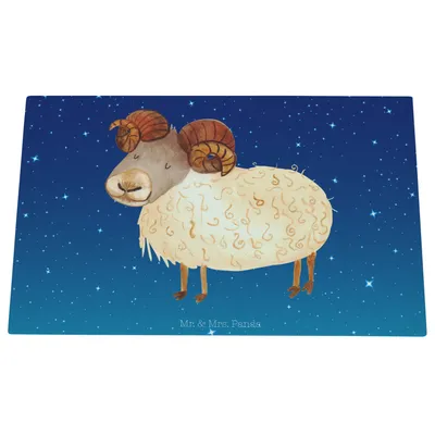 Produktbild von Mr. & Mrs. Panda Schneidebrett Aus Glas Sternzeichen Widder - Sternenhimmel Blau - Geschenk, Geburtstag März, Schneidplatte, Schneidbrett, Schafbock, Bock, Schneideplatte