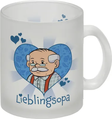 Produktbild von Lieblingsopa Glas Tasse mit Opa im Herz