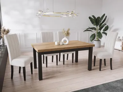 Produktbild von Moderner Rechteckiger Ausziehbarer Esstisch - Platzsparend - Schwarze Holzbeine - 140 bis 180 cm - Hergestellt in EU - 140 x 80 cm - Wotan Eiche