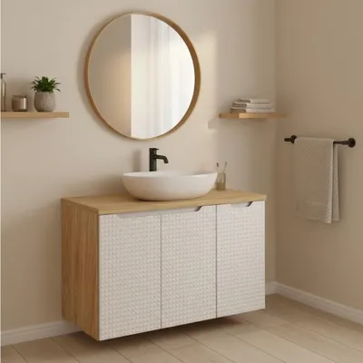 Image de Plan vasque YOKA – Finition chêne clair, 90 cm