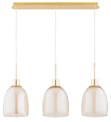 Obrázek produktu pro Závěsné svítidlo DERSEL, zlatá a jantarová, 3xE27x15W, kov, rozměry: 95x17x75 cm, IP20, Alfa