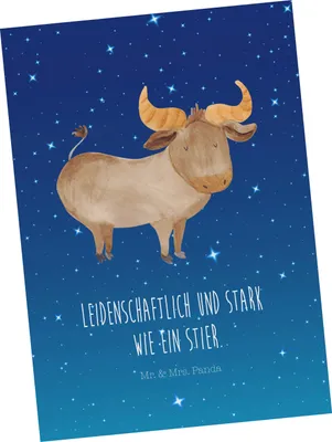 Produktbild von Mr. & Mrs. Panda Postkarte Sternzeichen Stier - Sternenhimmel Blau - Geschenk, Geburtstag April, Mai, Ansichtskarte, Ochse, Motivkarte, Postkarten, Rind, Grußkarte
