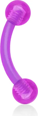 Produktbild von viva-adorno 1,2x10x4mm Piercing Banane Augenbrauenpiercing Kunststoff Kunststoff Kugeln in verschiedenen Farben und Größen Z306, lila
