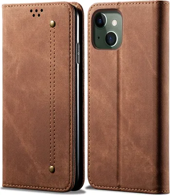 Obrázek produktu pro iPhone 13 Pouzdro, Kožené Peněženkové Pouzdro s Magnetickým Uzavíráním a Stojánkem pro iPhone 13 Hnědý