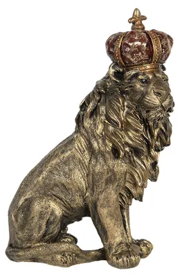 Image de Clayre & Eef Figurine Lion 25x13x38 cm Or Polyrésine