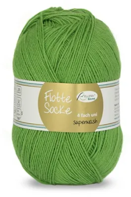 A ball of green yarn with a label.