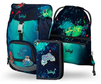 Produktbild von Baagl Schulranzen Jungen Airy Schultasche Set 3-Teilig Grundschule - Chill