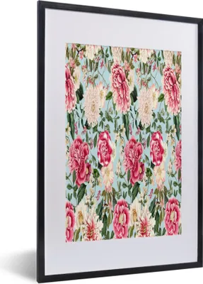 Produktbild von MuchoWow® MuchoWow® Gerahmtes Poster Blumen - Collage - Farben 40x60 cm - Poster mit zchwarzem Bilderrahmen - Poster in Rahmen