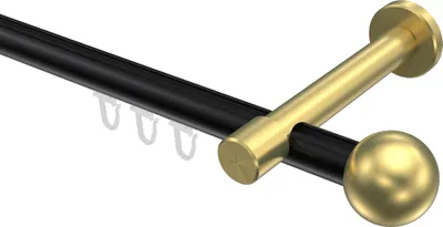 Produktbild von Interdeco Innenlaufstange / Gardinenstange mit Innenlauf Schwarz / Messing-Optik, Typ Prestige Luino (Kugel), 20 mm Ø 1-läufig, 160 cm
