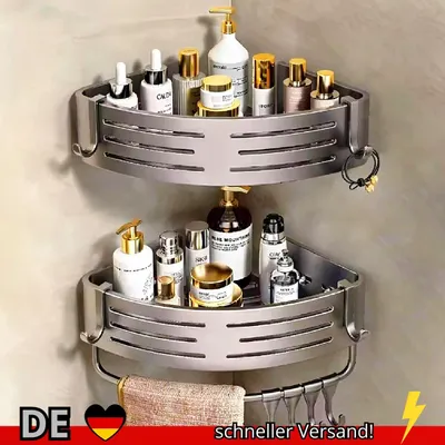 Produktbild von Eckregal Bad Ohne Bohren Kunststoff Haken