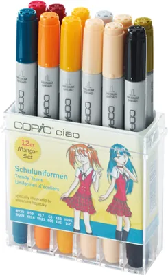 Produktbild von Copic Ciao Set Grafikmarker - Schuluniformen - Nachfüllbar mit Copic Ink - 12Stk