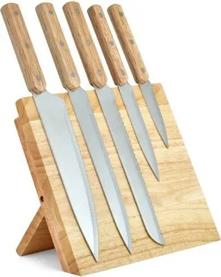 Produktbild von Messerset LIVOO MEC136, 5-teilig, 20 bis 32,5 cm, Edelstahlklingen, Magnetischer Messerblock