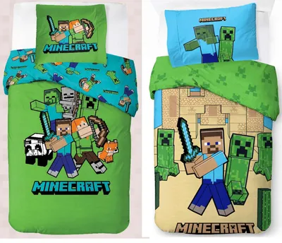 Produktbild von Minecraft - 2 x Bettwäsche-Set im Doppelpack, 135x200 & 80x80