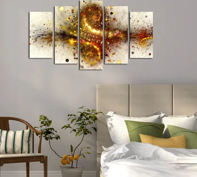 Produktbild von Wallity, 5ABSMDF-8, Dekoratives MDF-Gemälde (5 Stück), 100 % MDF, Mehrfarbig, 60 x 110 cm
