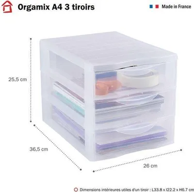 Productafbeelding van kunststof opbergtoren, 3 laden, A4, hoogte 25,5 cm