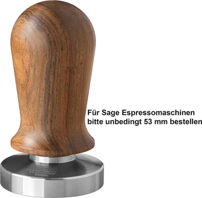 Produktbild von scarlet espresso | Tamper »Perfetto« für Barista; auf 35 lbs Anpressdruck kalibiriert; mit Alu- oder Edelholzgriff und Präzisions-Edelstahlbasis, Größe:54 mm, Farbe:Sandelholz - Braun